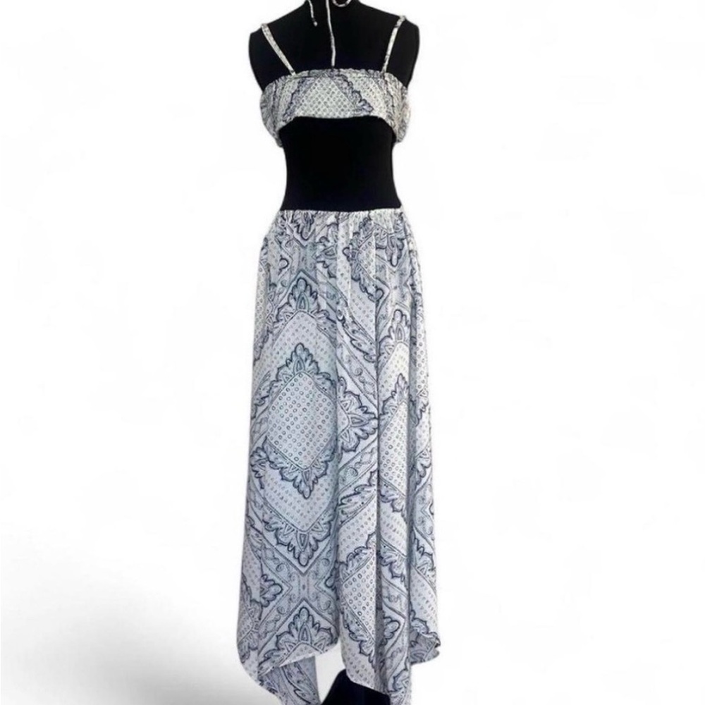 Anthropologie Blue & White Boho Two Piece Dress | Size M | Very Versatile - Picture 4 of 8